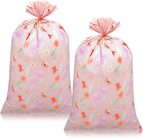 Vista 11 de Plauthus Bolsa de regalo de diseño floral, bolsa de regalo de cumpleaños extragrande de 56 pies para cumpleaños, día de la madre, boda, despedida