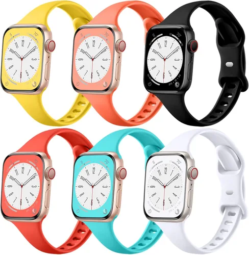 Vista 13 de Lerobo Paquete de 6 correas deportivas de silicona compatibles con Apple Watch Series 7, 8, SE, 6, 5, 4, 3, 2, 1