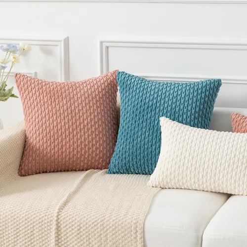 Vista 236 de Kevin Textile - Juego de 2 fundas de almohada decorativas de pana suave, estilo bohemio, a rayas, decoración del hogar para sofá, cama, sofá y sala