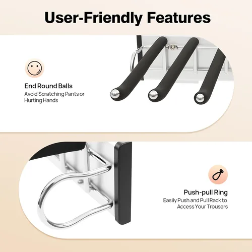 Vista 7 de Perchero extraíble para pantalones con 9 brazos, percha de acero para pantalones, perchero extraíble, riel extensible para ahorrar espacio