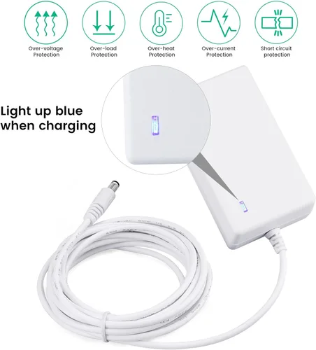 Vista 6 de Cable de alimentación de 10 pies para 4moms mamaRoo 4, cargador de 12 V 3 A para columpio de bebé RockaRoo, adaptador de CA, color blanco