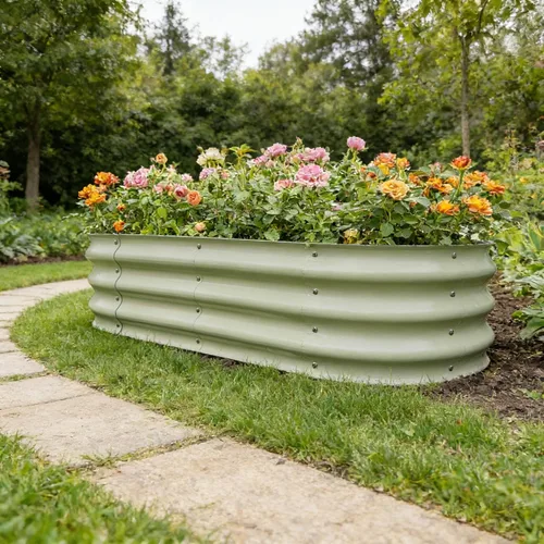 Vista 39 de GARDMAX 2x2x1FT Galvanized Round Raised Garden Bed Kit, Metal Planter Boxes Outdoor with Easy Assembly, Large Garden Bed for Vegetables, Fruits