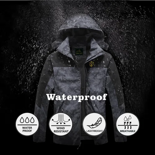 Vista 46 de GIISAM Chaqueta de lluvia para hombre, impermeable, ligera, para exteriores, rompevientos con capucha