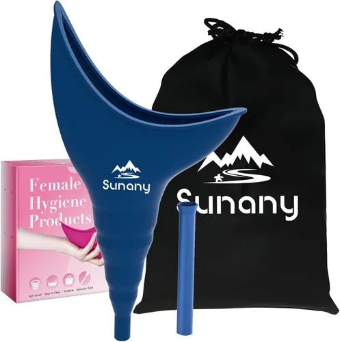 Sunany Female Urinal, Female Urinal with Silicone Funnel, Portable for Standing Female, Reusable Urinal for Female Toilet, for Outdoor, Activities,
