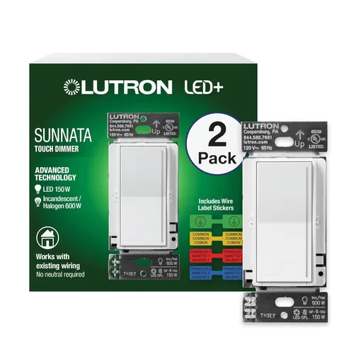 Vista 19 de Lutron Sunnata Interruptor accesorio de encendido/apagado, solo para uso con reguladores LED+ Sunnata, ST-AS-BL, Negro