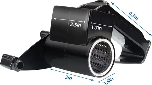 Vista 5 de Rallador de Queso con Asa, Rallador Giratorio de Queso, para Verduras, Chocolate, Queso Duro y Frutos Secos, Negro