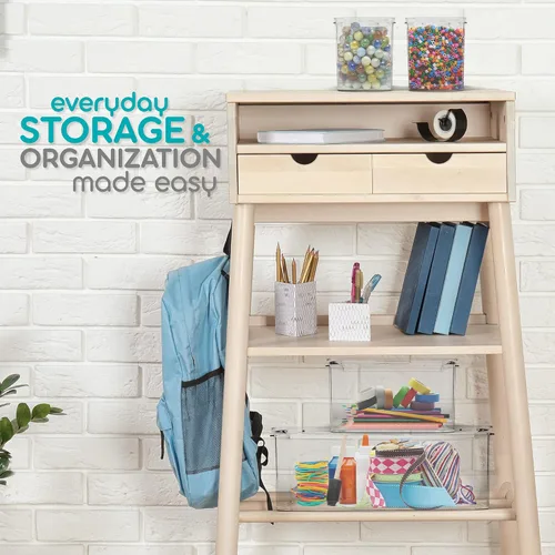 Vista 5 de Richards Homewares - Contenedores de almacenamiento de plástico transparente con tapas, 1 grande, 1 mediano y 2 recipientes pequeños