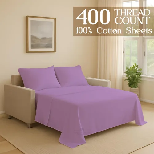 Vista 216 de Juego de sábanas para sofá cama, 100% algodón de 400 hilos, juego de 4 piezas, sábana ajustada con bolsillo profundo, suave, sin arrugas