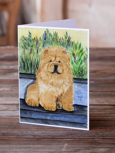 Vista 2 de Caroline's Treasures SS7002GCA7P Chow Chow Greeting Cards and Envelopes Pack of 8 Blank Cards with Envelopes Whimsical A7 Size 5x7 Blank Note Cards