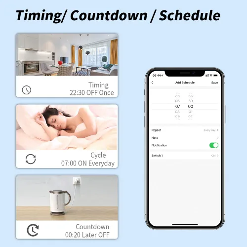 Vista 7 de Zigbee - Enchufe inteligente compatible con Alexa, Google Assistant, control de aplicación y voz, requiere ZigBee Hub, UE (16A)