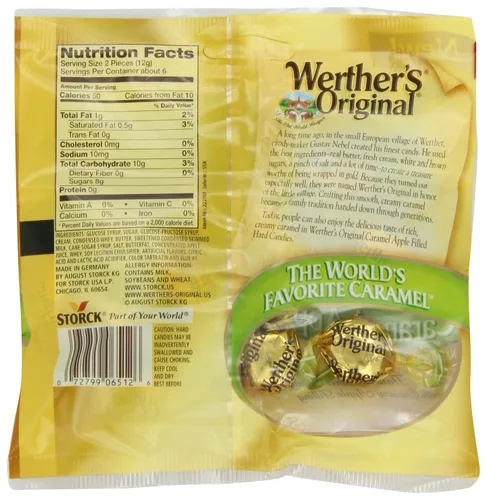 Vista 2 de WERTHER'S ORIGINAL Caramelo duro relleno de manzana de caramelo, caramelo a granel, caramelos envueltos individualmente, caramelo de caramelo