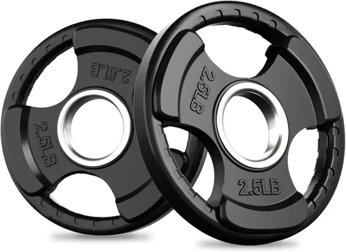 RitFit Weight Plates for Barbell, 2-Inch Olympic Rubber Grip Plates for Weightlifting and Strength Training in Home & Gym, Single, Pair and Sets