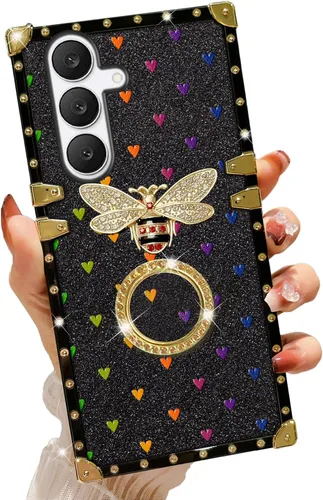 Vista 10 de nancheng for Samsung Galaxy S24 FE Case for Girls Women Stylish Luxury Bees Design Case with Ring Stand Holder + Strap Lanyard Shockproof Protection