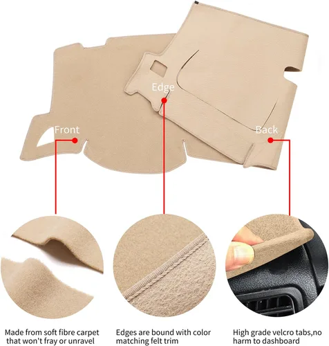 Vista 4 de Cubierta del tablero para GMC Sierra y Chevrolet Silverado - Se adapta a modelos 2007-2013 con dos guanteras. Alfombrilla de tablero de ajuste