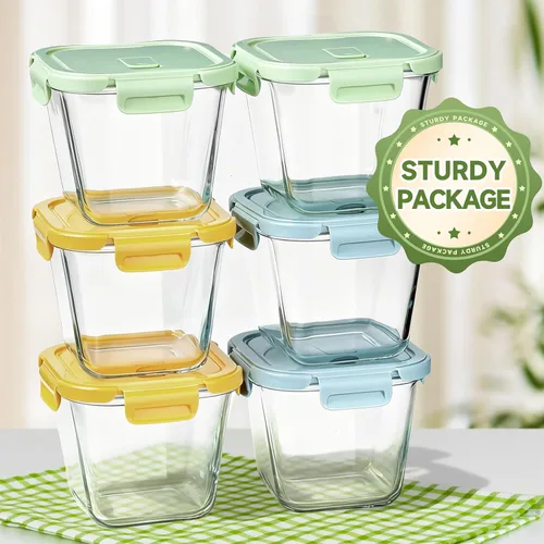 Vista 7 de Recipientes de vidrio para sopa con tapas de 32 onzas, recipientes de almacenamiento de vidrio de borosilicato, 4 tazas, aptos para congelador a