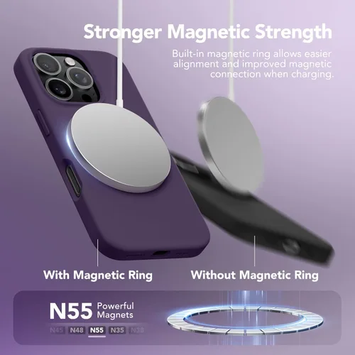 Vista 1076 de GONEZ Funda magnética para iPhone 14, compatible con Magsafe, con protector de pantalla + protector de cámara, forro de microfibra antiarañazos