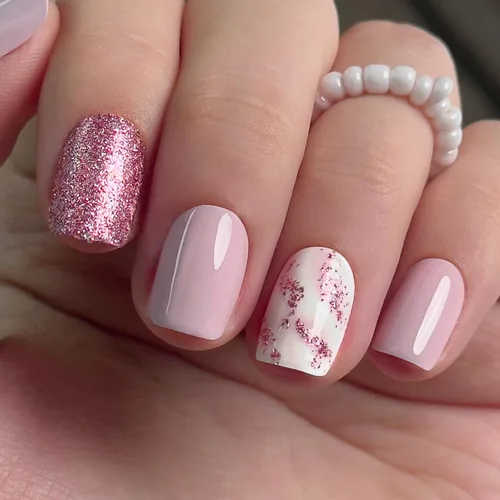 Vista 11 de Uñas postizas CurvLife blancas lechosas, cortas, cuadradas, acrílicas, con diseño de albaricoque, cobertura completa, brillantes, nude