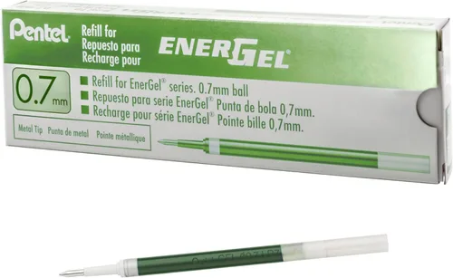 Vista 25 de Tinta de repuesto Pentel para bolígrafo de gel retráctil EnerGel RTX, paquete de 12, 0.7mm, punta media, marrón (LR7-E)
