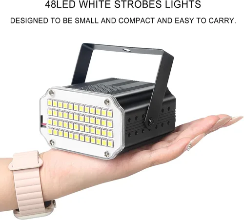 Vista 6 de MAD OWL Paquete de 2 luces estroboscópicas blancas para habitación, luces estroboscópicas de fiesta intermitentes para fiesta (paquete de 2)