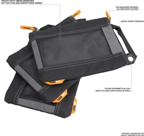Vista 3 de ToughBuilt Bolsas de cierre de 3 piezas, bolsas de almacenamiento de tela balística 1680D de alta resistencia con asas reforzadas y cremalleras