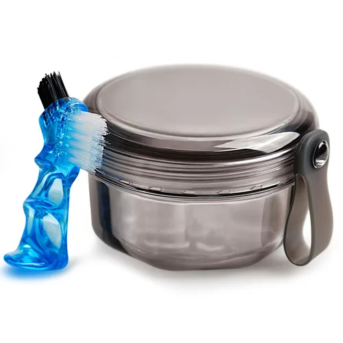 Estuche para dentaduras postizas a prueba de fugas, taza de remojo para dentaduras, recipiente para dientes falsos, soporte de baño dental para