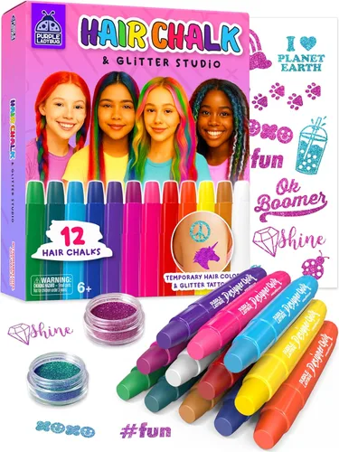 PURPLE LADYBUG Tiza para el cabello para niñas, tinte lavable, regalos para niños de 8-12, 6-8, regalo de cumpleaños para niñas de 6, 7, 8, 9, 10,