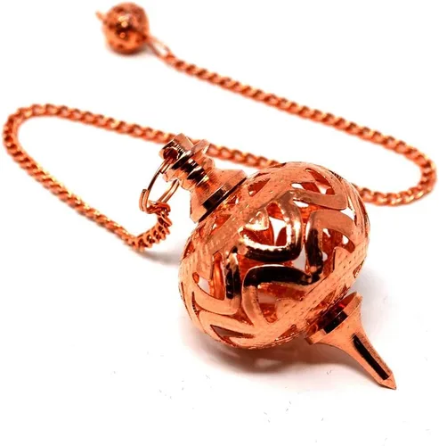 Vista 8 de Péndulo de radiestesia de cobre con cadena conductora de energía espiritual para curación corporal, chakras de equilibrio de Reiki, limpieza