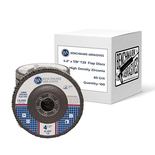 Vista 9 de Benchmark Abrasives 4.5" x 7/8" Discos de solapa Jumbo de circonita de alta densidad tipo 29 de 4 1/2 para amoladora angular, discos de lijado