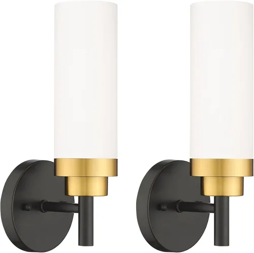 Vista 19 de Emak Lámparas de baño negras de 22 pulgadas sobre espejo, lámpara de tocador de baño de 2 luces con pantalla de vidrio transparente, paquete de 2