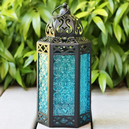 Vista 77 de VELA LANTERNS Farol portavelas decorativo, marroquí, gótico, morado, de 10.5 pulgadas, para mesa o colgar, decoración de Ramadán, decoración