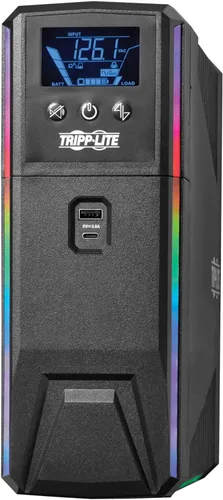 Vista 4 de Tripp Lite Respaldo de batería de UPS para juegos de onda sinusoidal pura, 600VA 360W 120V, LCD desmontable, regulación automática de voltaje, USB