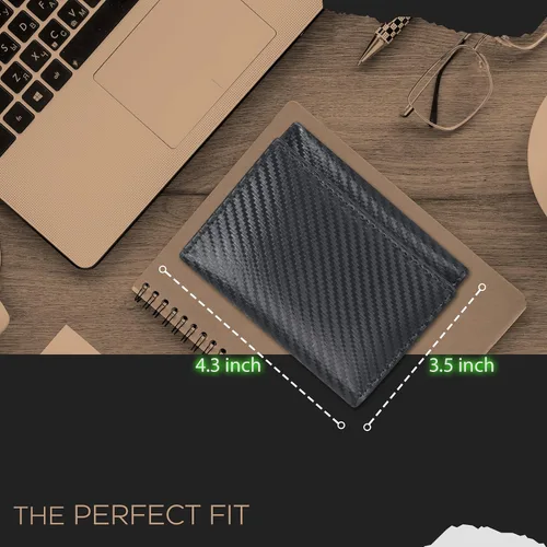 Vista 4 de Real Leather Trifold Wallet For Men - Slim Ultra Thin Tri Fold Front Pocket Minimalist Credit Card Holder ID Window Gift Men