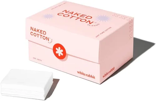 Vista 8 de White Rabbit Naked Cotton Classic - Almohadillas de algodón 100% premium para uso de tóner, removedor de maquillaje y máscaras Sin blanquear, sin