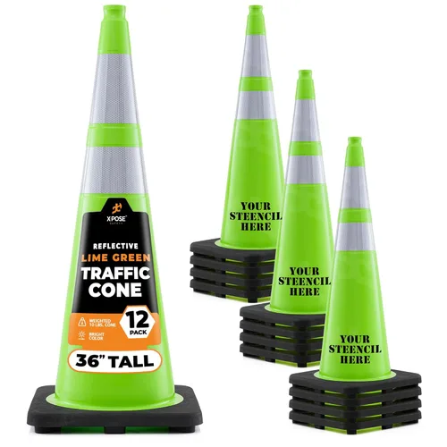 Vista 41 de Xpose Safety Conos de tráfico naranjas de 28 pulgadas con collares de 6 y 4 pulgadas, 1 paquete – Cono de seguridad de plástico PVC multiusos