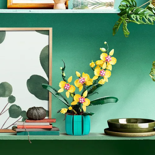 Vista 5 de JOJO&Peach Juego de construcción de bonsái de orquídea, colección botánica, flores artificiales para el hogar u oficina, regalos para San Valentín