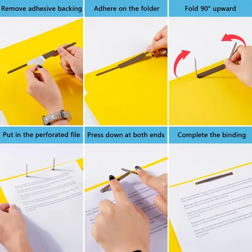 Vista 3 de IMLIKE - 100 sujetadores de papel autoadhesivos de punta, capacidad de 2 pulgadas, base de 2.75 pulgadas para carpetas de papel o archivos, marrón