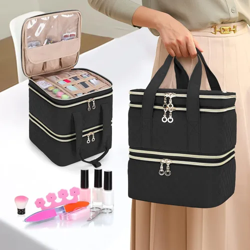 Vista 5 de Yarwo Estuche organizador de esmalte de uñas con capacidad para 72 botellas (0.5 fl oz/0.5 onzas líquidas), bolsa de almacenamiento de esmalte