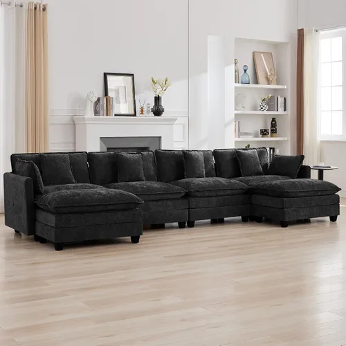 Vista 85 de Sofá modular en forma de nube de 113 pulgadas, sofás de asiento profundo de gran tamaño para sala de estar, sofá modular tapizado de chenilla