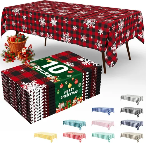 Vista 72 de misaya Paquete de 4 manteles desechables de búfalo, mantel de plástico impermeable de 54 x 72 pulgadas, manteles rectangulares a cuadros caqui