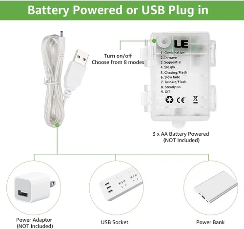 Vista 5 de LE Fairy - Cortina de luces que funcionan con pilas y enchufe USB, control remoto de 10 x 10 pies para pared de dormitorio, 300 luces LED