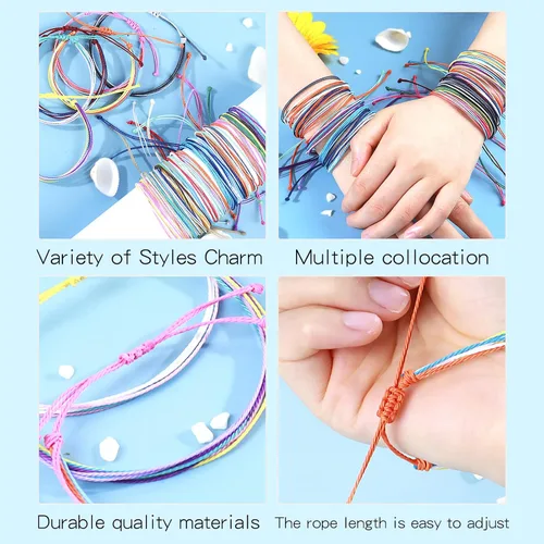 Vista 2 de Pulseras azules de la amistad para mujer, regalos de Navidad, calcetines de Navidad, pulseras de tobillo impermeables, pulseras de cuerda ajustable