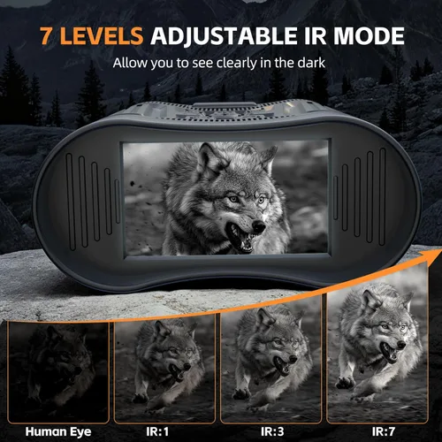 Vista 3 de Gafas de visión nocturna, prismáticos de visión nocturna 4K HD con zoom digital 7X, pantalla HD de 3 pulgadas y batería recargable para campamento