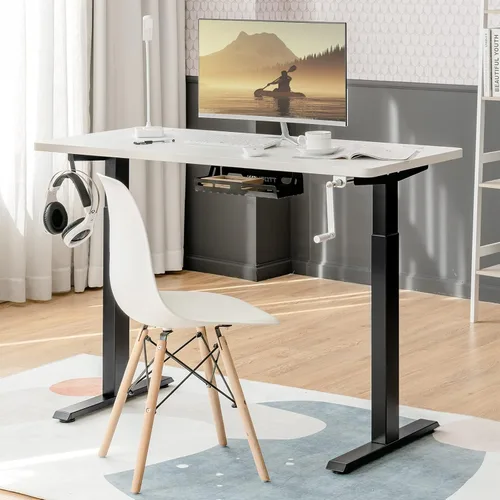 Vista 20 de Tangkula Marco de escritorio con manivela, estación de trabajo de pie ajustable en altura manual con manivela plegable, bandeja de gestión