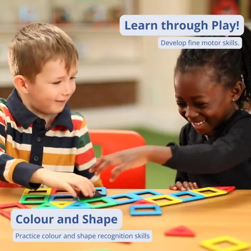 Vista 3 de Polydron Juego de construcción educativa magnética para niños, multicolor, kit de construcción creativa de desarrollo, juguete geométrico 3D