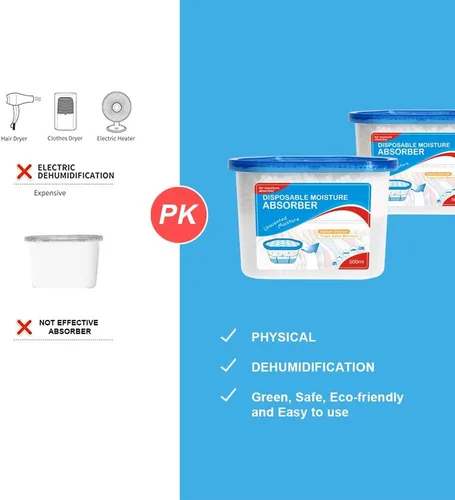 Vista 3 de CANAGER Caja absorbente de humedad sin fragancia, eliminador de olores y cajas deshumidificadoras para armario, dormitorio, cocina, baño, paquetes