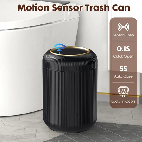 Vista 2 de Procade - Basurero automático sin contacto para baño, cubo de basura con sensor de movimiento, basurero inteligente de 3 galones / 11 L para oficina
