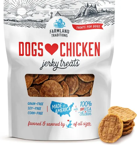 Vista 9 de Farmland Traditions Dogs Love Chicken Jerky - Golosinas para perros con solo 3 ingredientes y sin rellenos, bolsa de 1 libra (paquete de 2)