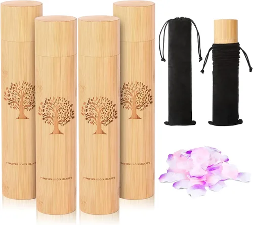 Vista 8 de Urna de dispersión de bambú para cenizas humanas, urna biodegradable ecológica para cenizas humanas, tubo pequeño de dispersión de 9 x 2 pulgadas