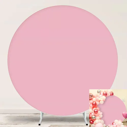 Fondo de camarón rosa redondo rosa de 7.2 pies, fondo de fotografía circular con 4 clips para mujeres y niñas, suministros de decoración de fiesta