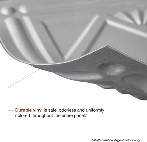 Vista 6 de FASÄDE Ripple - Panel decorativo de vinilo decorativo para salpicaduras de 18 x 24 pulgadas en plata argente (paquete de 5)